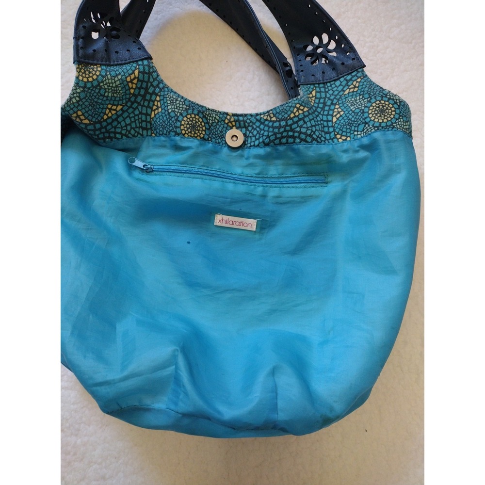 Xhilaration Shoulder Bag Woman's Medium Blue Boho Geometric‎  Faux Leather Strap - Picture 7 of 9